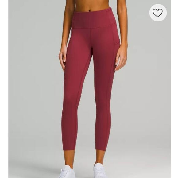 NWOT Lululemon Fast & Free Brushed Nulux 25” High-Rise Tight Red Maroon Size 2 - Picture 1 of 10